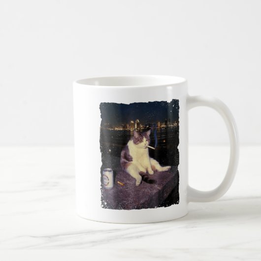 Cigarette Kitten Funny Smoking Cat Meme Stud Gehir Kaffeetasse (Rechts)