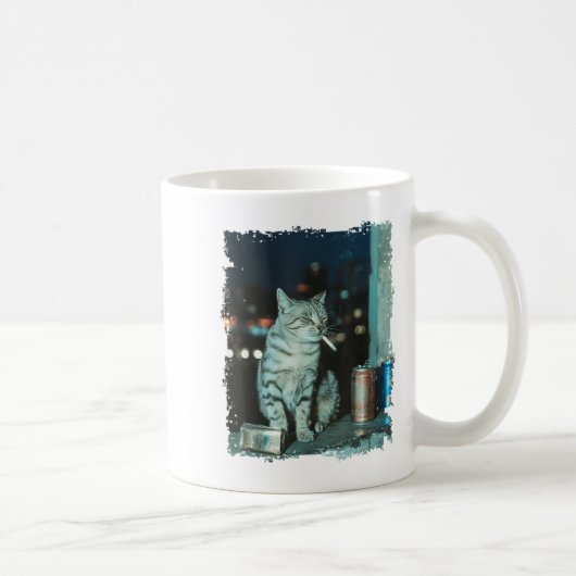 Cigarette Kitten Funny Smoking Cat Meme Stud Gehir Kaffeetasse (Rechts)