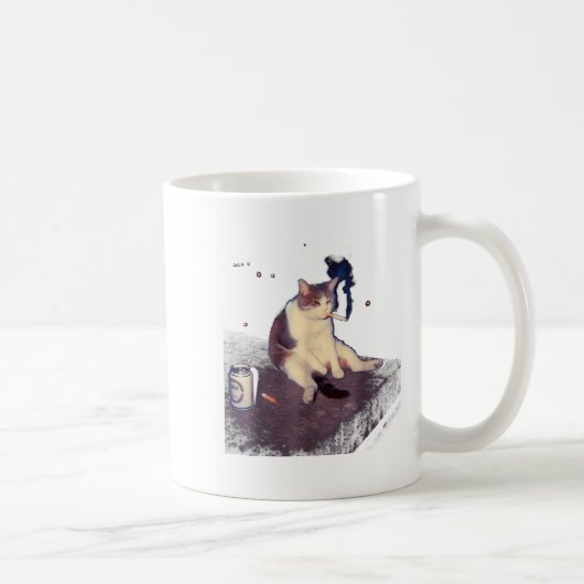 Cigarette Kitten Funny Smoking Cat Meme Stud Gehir Kaffeetasse (Rechts)