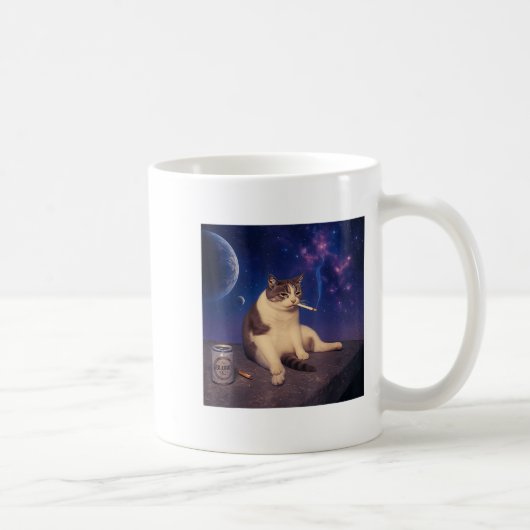 Cigarette Kitten Funny Smoking Cat Meme Stud Gehir Kaffeetasse (Rechts)