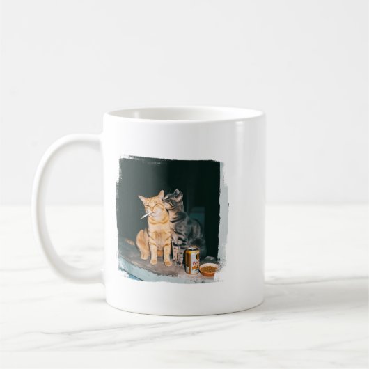 Cigarette Kitten Funny Smoking Cat Meme Stud Gehir Kaffeetasse (Links)