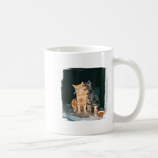 Cigarette Kitten Funny Smoking Cat Meme Stud Gehir Kaffeetasse (Rechts)
