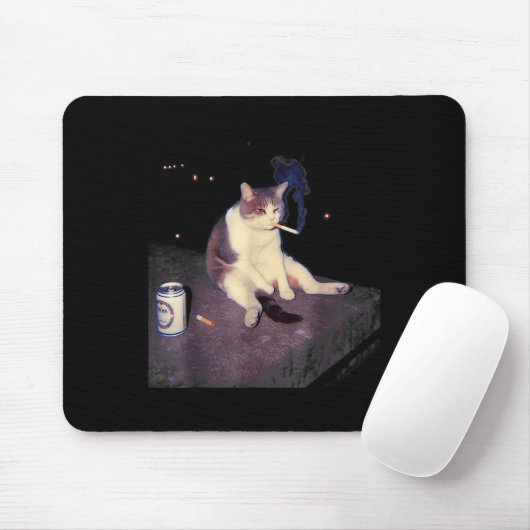 Cigarette Kitten Funny Smoking Cat Meme Stud Gehir Mousepad (Mit Mouse)