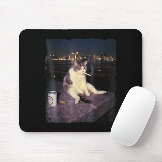 Cigarette Kitten Funny Smoking Cat Meme Stud Gehir Mousepad (Mit Mouse)