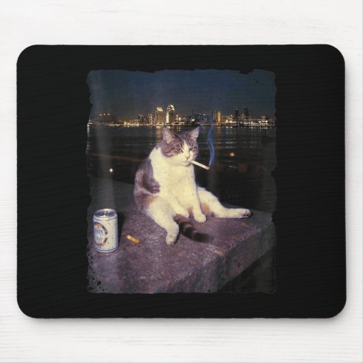 Cigarette Kitten Funny Smoking Cat Meme Stud Gehir Mousepad (Vorne)