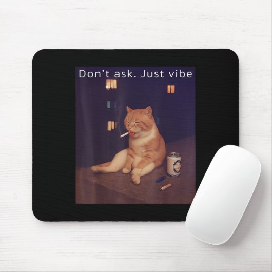 Cigarette Kitten Funny Smoking Cat Meme Stud Gehir Mousepad (Mit Mouse)