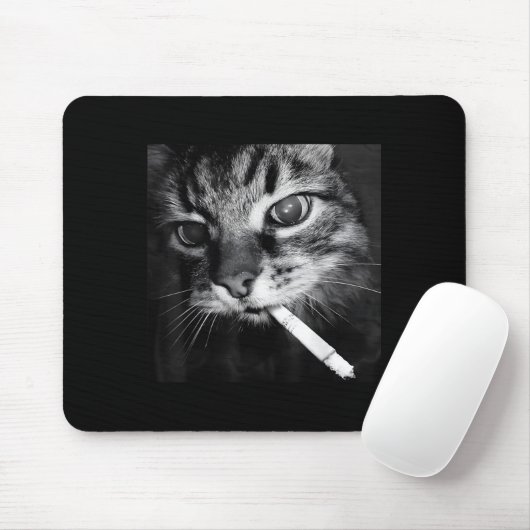 Cigarette Kitten Funny Smoking Cat Meme Stud Gehir Mousepad (Mit Mouse)
