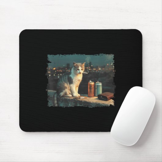 Cigarette Kitten Funny Smoking Cat Meme Stud Gehir Mousepad (Mit Mouse)