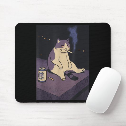 Cigarette Kitten Funny Smoking Cat Meme Stud Gehir Mousepad (Mit Mouse)
