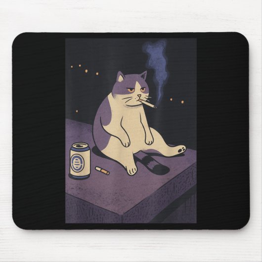 Cigarette Kitten Funny Smoking Cat Meme Stud Gehir Mousepad (Vorne)