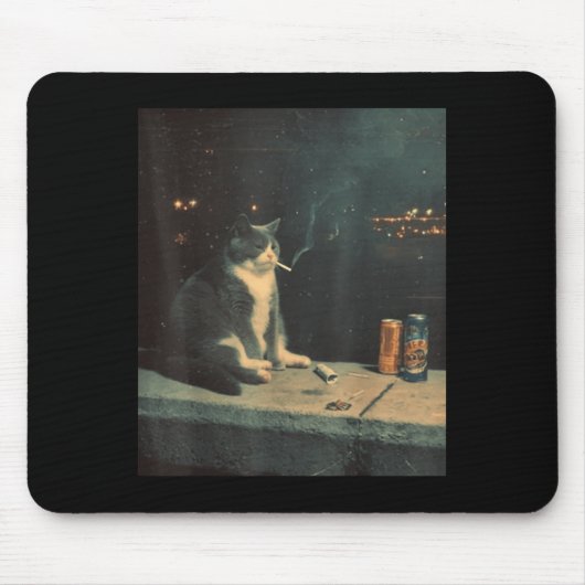 Cigarette Kitten Funny Smoking Cat Meme Stud Gehir Mousepad (Vorne)