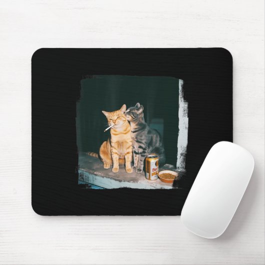 Cigarette Kitten Funny Smoking Cat Meme Stud Gehir Mousepad (Mit Mouse)