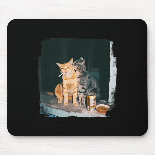 Cigarette Kitten Funny Smoking Cat Meme Stud Gehir Mousepad (Vorne)