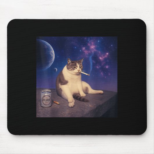 Cigarette Kitten Funny Smoking Cat Meme Stud Gehir Mousepad (Vorne)