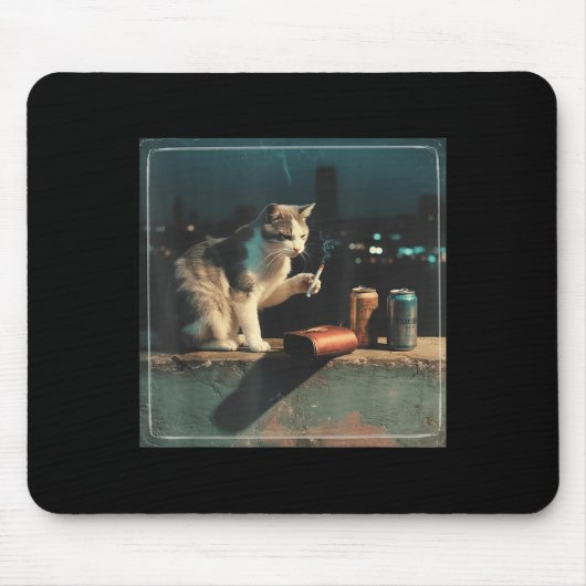 Cigarette Kitten Funny Smoking Cat Meme Stud Gehir Mousepad (Vorne)