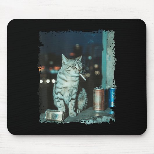 Cigarette Kitten Funny Smoking Cat Meme Stud Gehir Mousepad (Vorne)