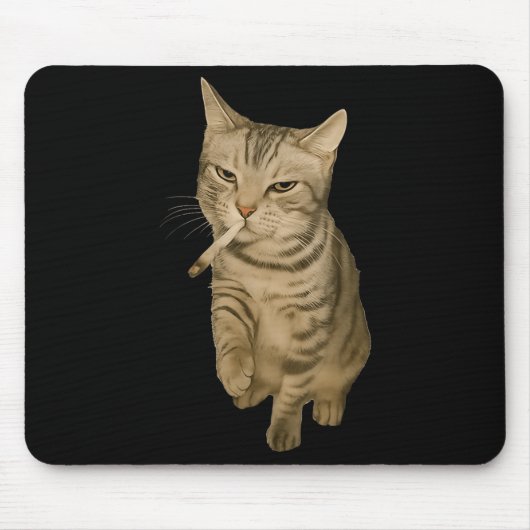 Cigarette Kitten Funny Smoking Cat Meme Stud Gehir Mousepad (Vorne)