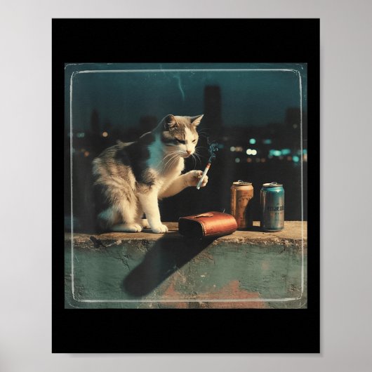 Cigarette Kitten Funny Smoking Cat Meme Stud Gehir Poster (Vorne)