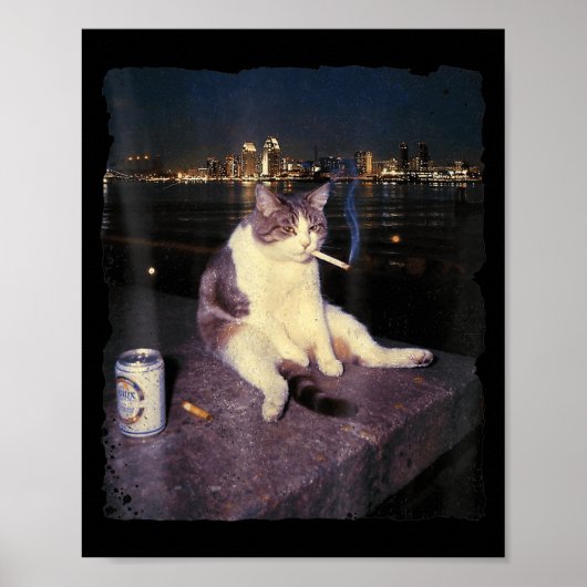 Cigarette Kitten Funny Smoking Cat Meme Stud Gehir Poster (Vorne)