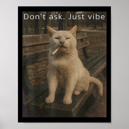 Cigarette Kitten Funny Smoking Cat Meme Stud Gehir Poster (Vorne)