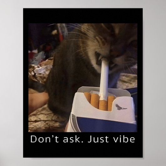 Cigarette Kitten Funny Smoking Cat Meme Stud Gehir Poster (Vorne)
