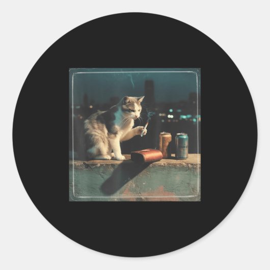Cigarette Kitten Funny Smoking Cat Meme Stud Gehir Runder Aufkleber (Vorderseite)