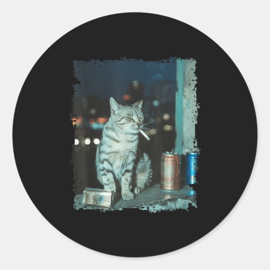 Cigarette Kitten Funny Smoking Cat Meme Stud Gehir Runder Aufkleber (Vorderseite)