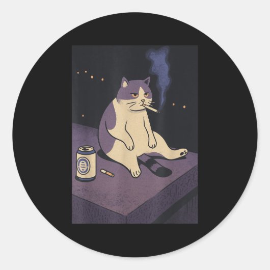 Cigarette Kitten Funny Smoking Cat Meme Stud Gehir Runder Aufkleber (Vorderseite)