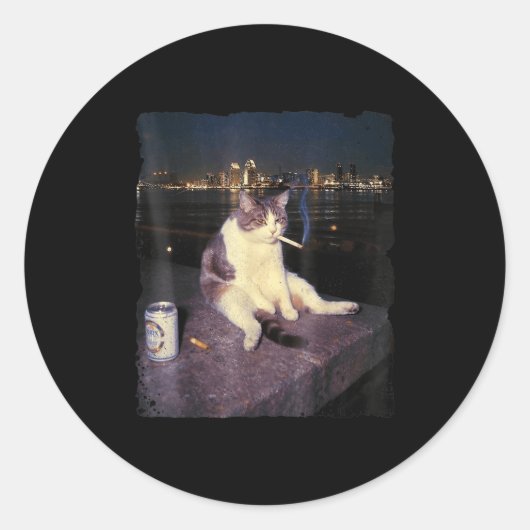 Cigarette Kitten Funny Smoking Cat Meme Stud Gehir Runder Aufkleber (Vorderseite)