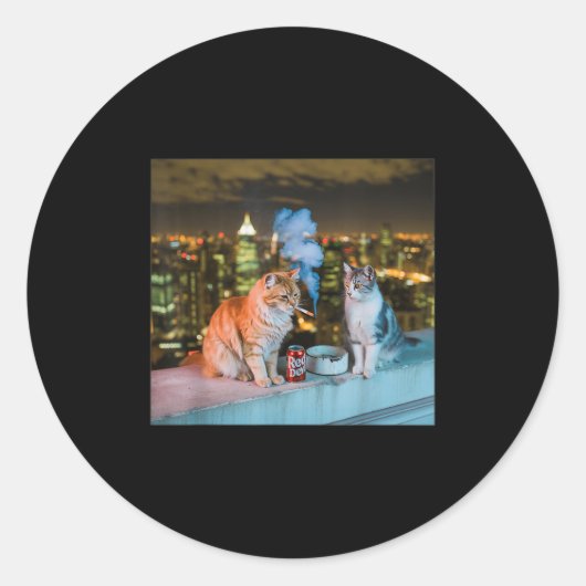 Cigarette Kitten Funny Smoking Cat Meme Stud Gehir Runder Aufkleber (Vorderseite)