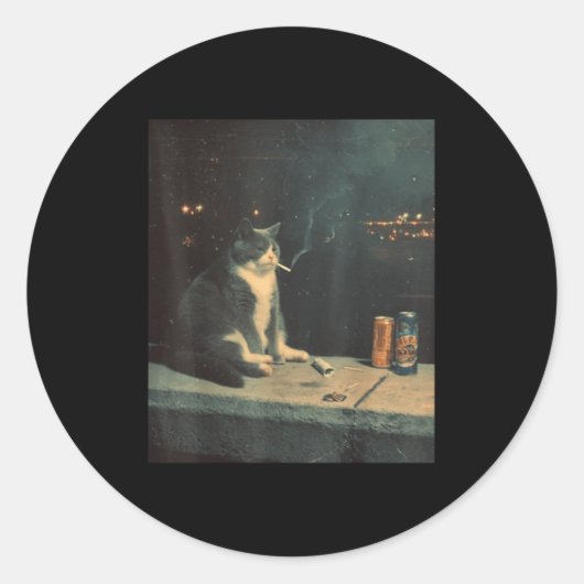 Cigarette Kitten Funny Smoking Cat Meme Stud Gehir Runder Aufkleber (Vorderseite)