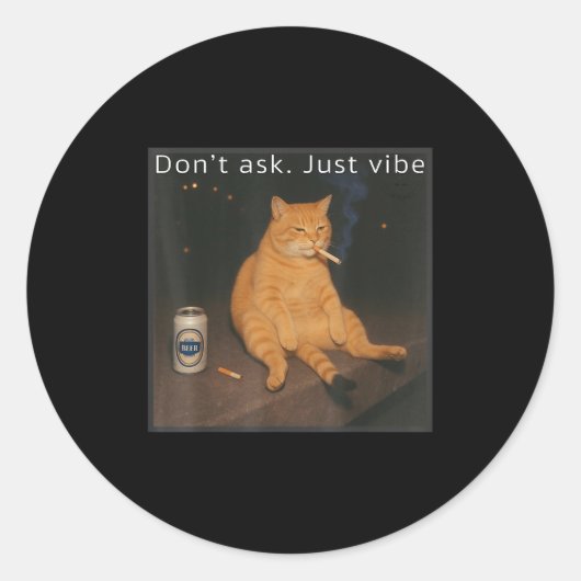 Cigarette Kitten Funny Smoking Cat Meme Stud Gehir Runder Aufkleber (Vorderseite)