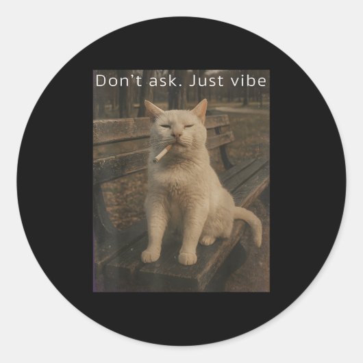 Cigarette Kitten Funny Smoking Cat Meme Stud Gehir Runder Aufkleber (Vorderseite)
