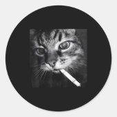 Cigarette Kitten Funny Smoking Cat Meme Stud Gehir Runder Aufkleber (Vorderseite)