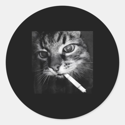 Cigarette Kitten Funny Smoking Cat Meme Stud Gehir Runder Aufkleber (Vorderseite)
