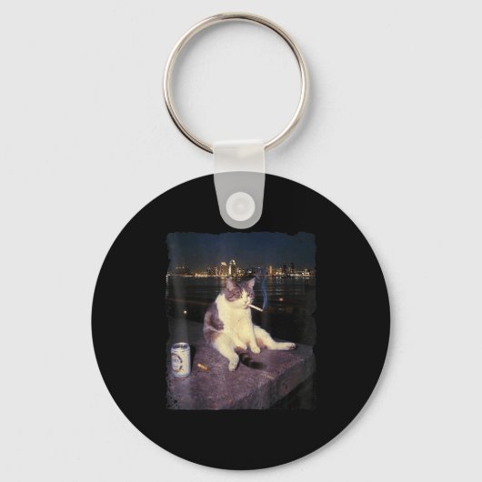 Cigarette Kitten Funny Smoking Cat Meme Stud Gehir Schlüsselanhänger (Vorderseite)