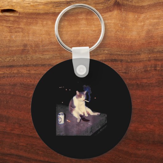 Cigarette Kitten Funny Smoking Cat Meme Stud Gehir Schlüsselanhänger (Vorderseite)