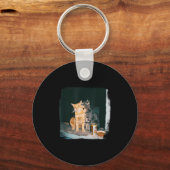 Cigarette Kitten Funny Smoking Cat Meme Stud Gehir Schlüsselanhänger (Vorderseite)