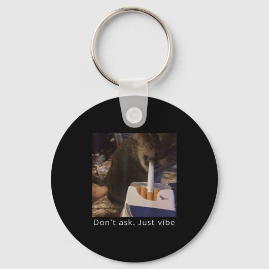 Cigarette Kitten Funny Smoking Cat Meme Stud Gehir Schlüsselanhänger (Vorderseite)
