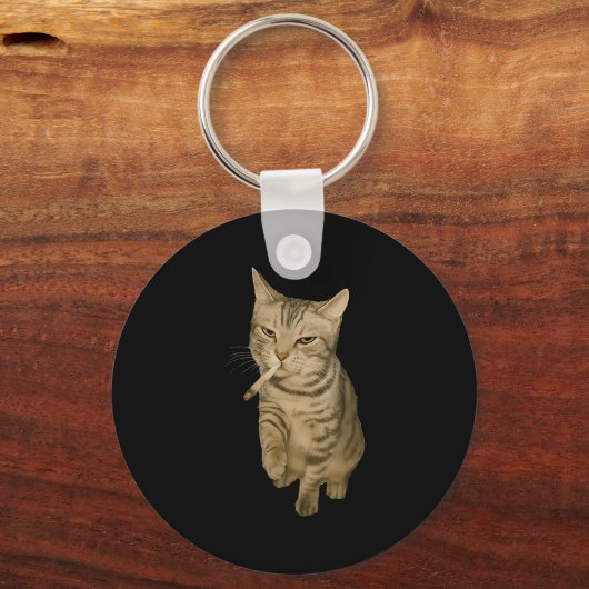 Cigarette Kitten Funny Smoking Cat Meme Stud Gehir Schlüsselanhänger (Vorderseite)