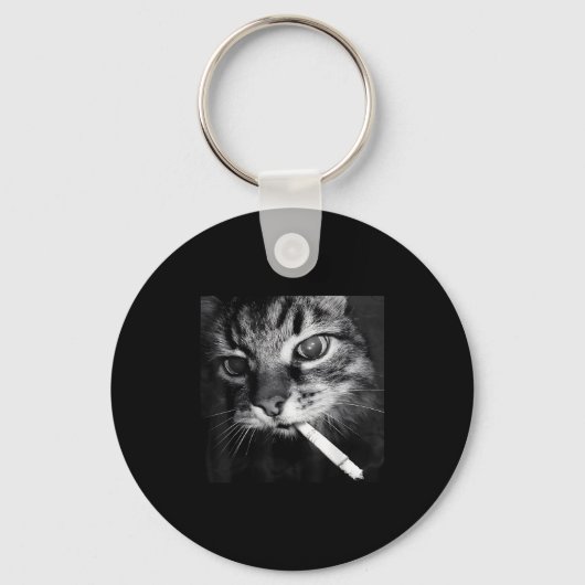 Cigarette Kitten Funny Smoking Cat Meme Stud Gehir Schlüsselanhänger (Vorderseite)