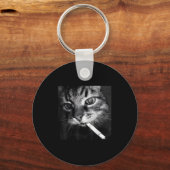 Cigarette Kitten Funny Smoking Cat Meme Stud Gehir Schlüsselanhänger (Vorderseite)
