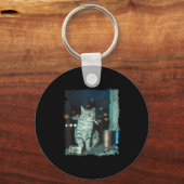 Cigarette Kitten Funny Smoking Cat Meme Stud Gehir Schlüsselanhänger (Vorderseite)