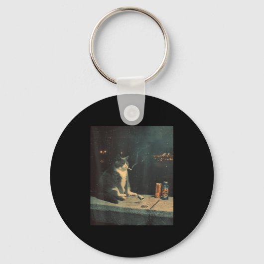 Cigarette Kitten Funny Smoking Cat Meme Stud Gehir Schlüsselanhänger (Vorderseite)