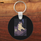 Cigarette Kitten Funny Smoking Cat Meme Stud Gehir Schlüsselanhänger (Vorderseite)