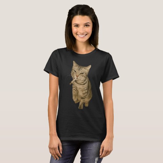 Cigarette Kitten Funny Smoking Cat Meme Stud Gehir T-Shirt (Vorne ganz)