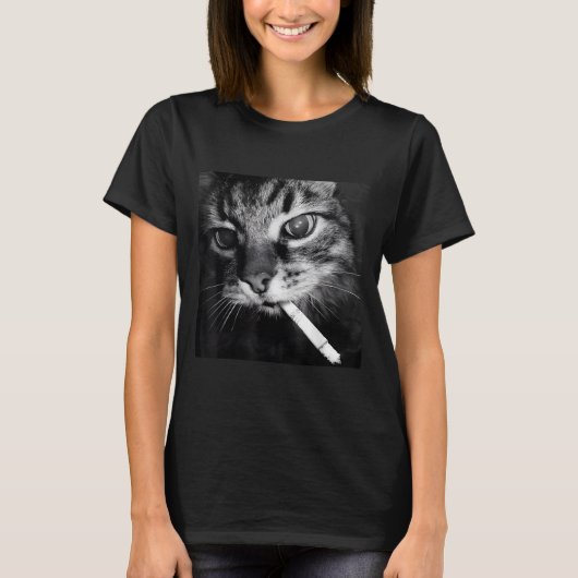 Cigarette Kitten Funny Smoking Cat Meme Stud Gehir T-Shirt (Vorderseite)