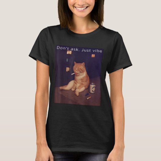 Cigarette Kitten Funny Smoking Cat Meme Stud Gehir T-Shirt (Vorderseite)