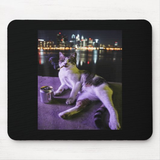 Cigarette Kitten Funny Smoking Cat Meme Stupid Bra Mousepad (Vorne)