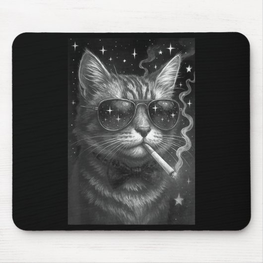 Cigarette Kitten Funny Smoking Cat Meme Stupid Bra Mousepad (Vorne)
